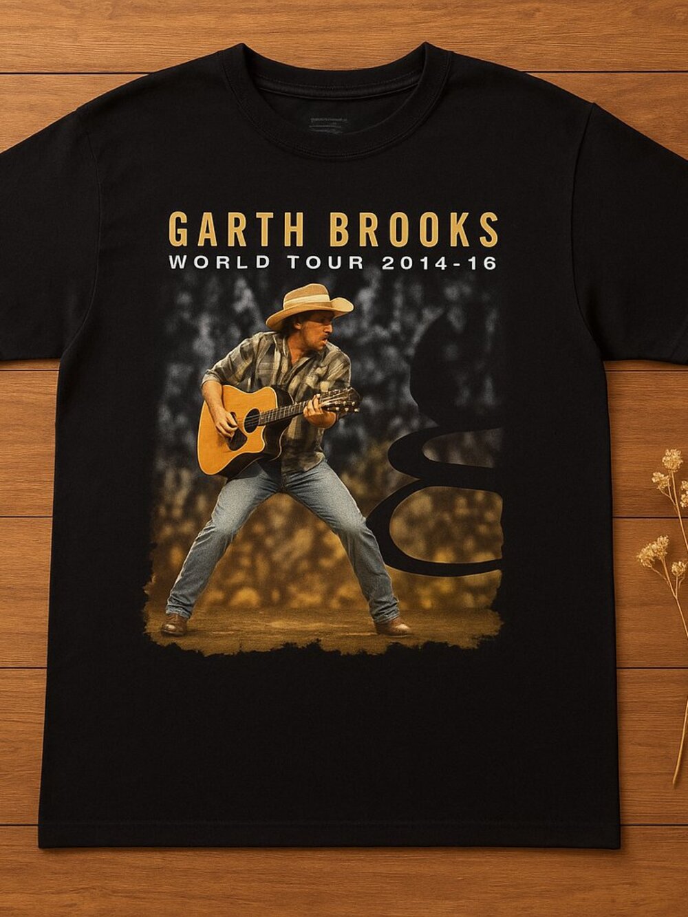 Garth Brooks World Tour 2014-16 Graphic T-Shirt Black Country Music Tee